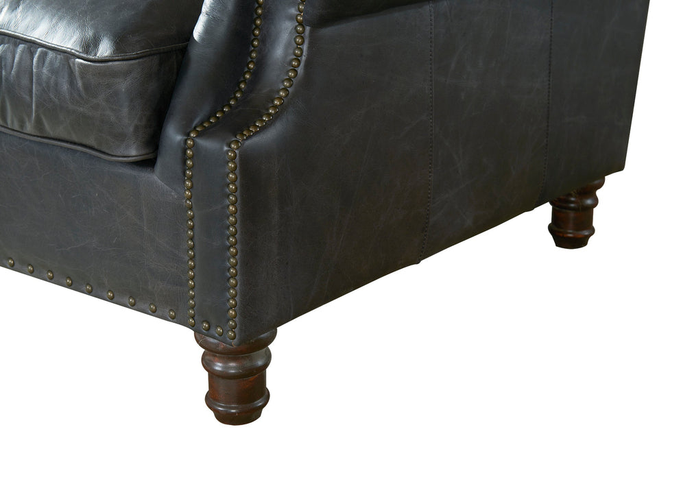 English Rolled Arm Love Seat - Slate Leather - Crafters and Weavers