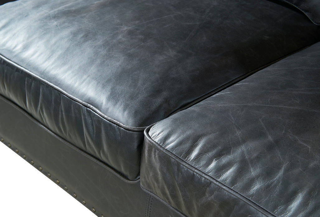 English Rolled Arm Sofa - Slate Leather - Crafters and Weavers