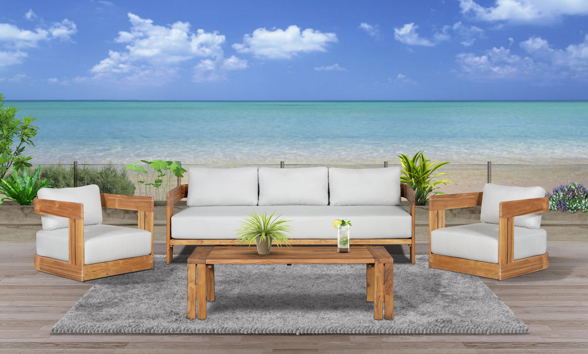 Paradiso Outdoor Solid Teak Wood Sofa - Gray Fabric