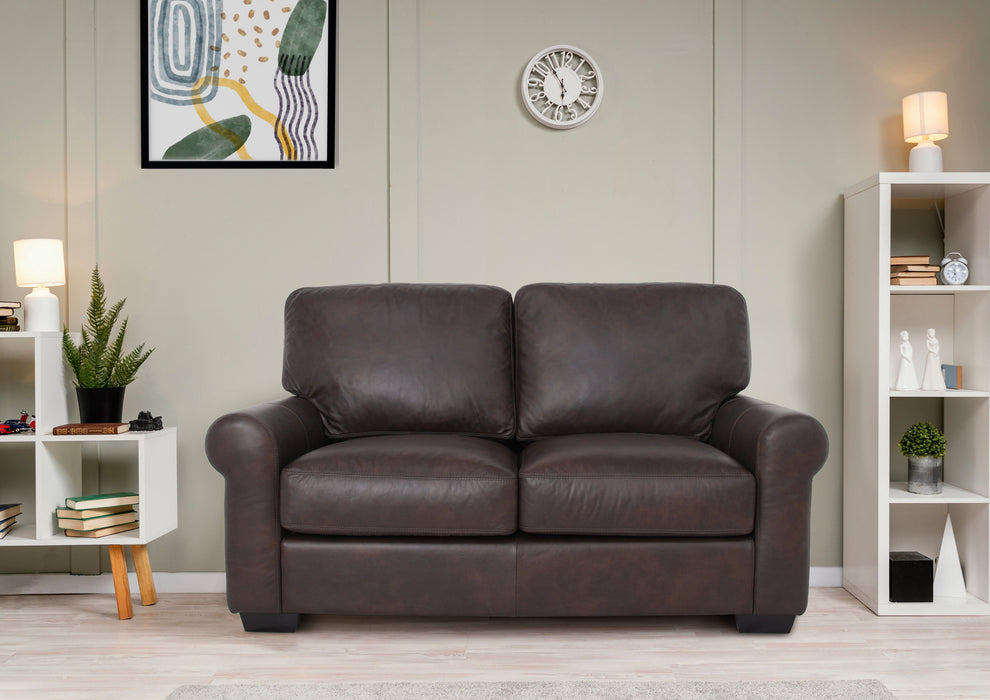 Florentine Top Grain Leather Love Seat - Dark Brown