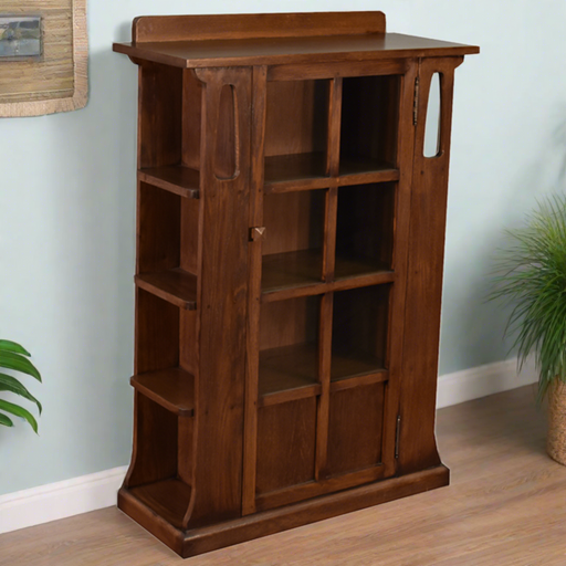 Mission 1 Door Bookcase with Side Shelves - Dark - Crafters and Weavers