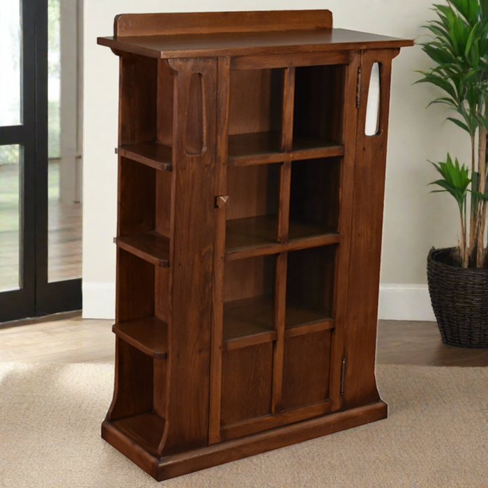 Mission 1 Door Bookcase with Side Shelves - Dark