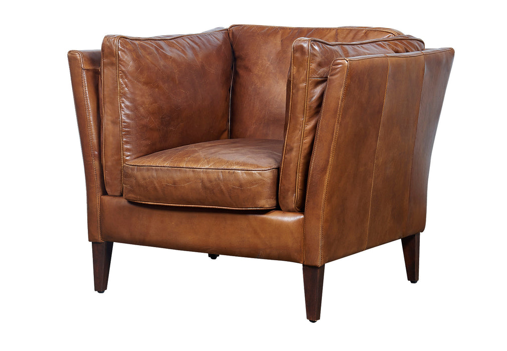 SOLD OUT Kenmore Leather Arm Chair - Light Brown - Crafters and Weavers