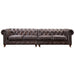 PREORDER Century Chesterfield Sofa - Dark Brown Leather - 118" - Crafters and Weavers