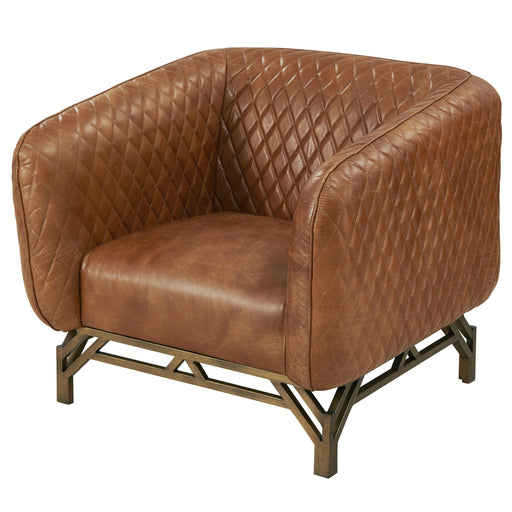 Vincent Industrial Modern Arm Chair - Light Brown Leather - Crafters and Weavers