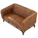 Vincent Industrial Modern Love Seat - Light Brown Leather - Crafters and Weavers