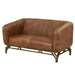 Vincent Industrial Modern Love Seat - Light Brown Leather - Crafters and Weavers