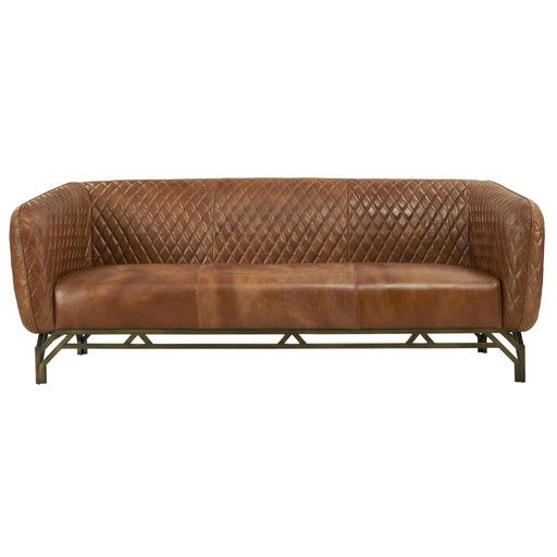 Vincent Industrial Modern Sofa - Light Brown Leather - Crafters and Weavers