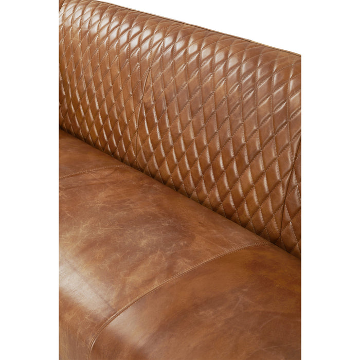 Vincent Industrial Modern Love Seat - Light Brown Leather - Crafters and Weavers