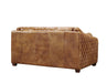 Waco Rustic Modern Love Seat - Light Brown Leather - Crafters and Weavers