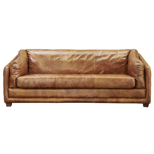 Waco Rustic Modern Sofa - Light Brown Leather - Crafters and Weavers