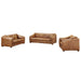 Waco Rustic Modern Love Seat - Light Brown Leather - Crafters and Weavers