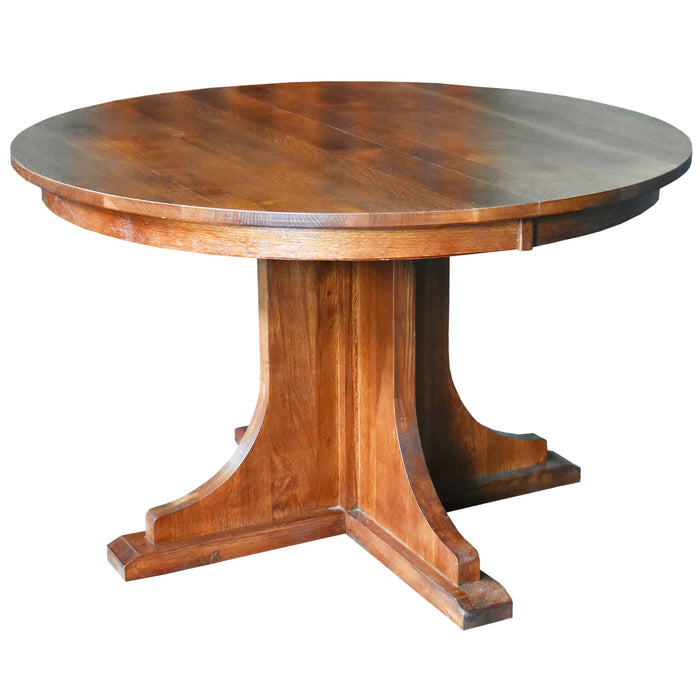 Solid Oak Round Dining Table with 2 Leaves -  Michael's Cherry