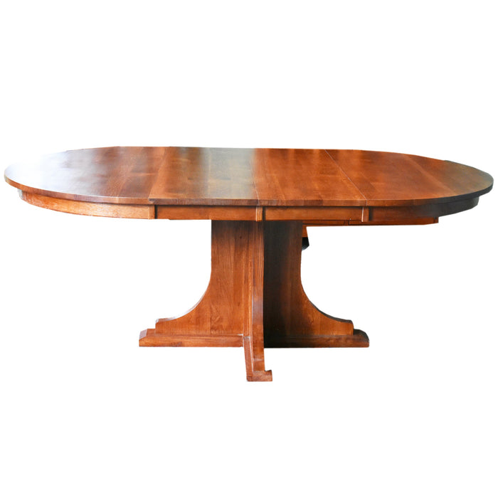 Solid Oak Round Dining Table with 2 Leaves -  Michael's Cherry