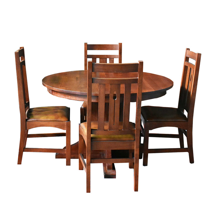 Solid Oak Round Dining Table with 2 Leaves -  Michael's Cherry