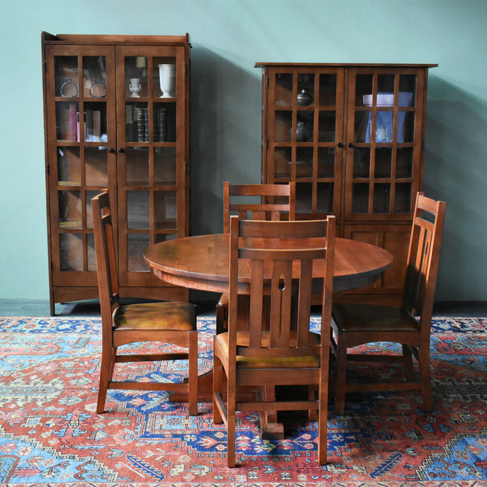 Solid Oak Round Dining Table with 2 Leaves -  Michael's Cherry