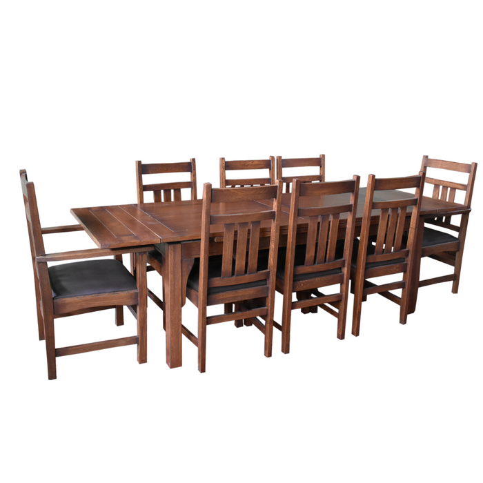 Mission Style Oak Stow Leaf Dining Table (2 Colors Available) - Crafters and Weavers