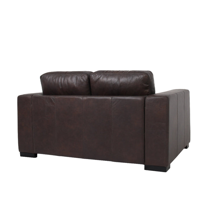 Argento Leather Love Seat - Dark Brown