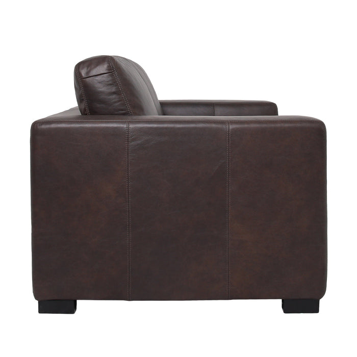 Argento Leather Love Seat - Dark Brown