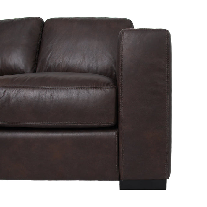 Argento Leather Love Seat - Dark Brown