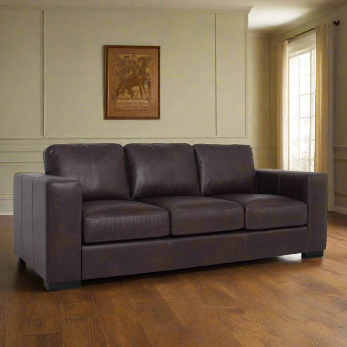 Argento Top Grain Leather Sofa - Brown