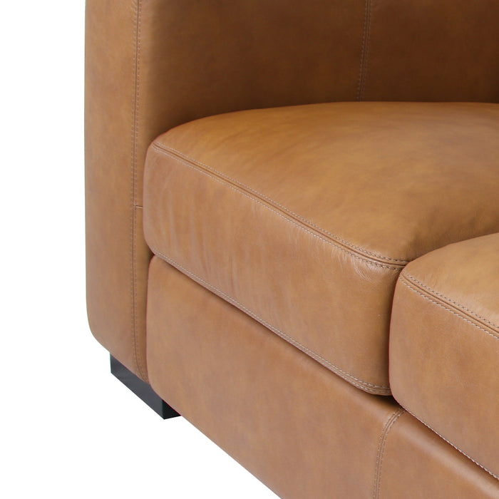 Argento Top Grain Leather Love Seat - Tan