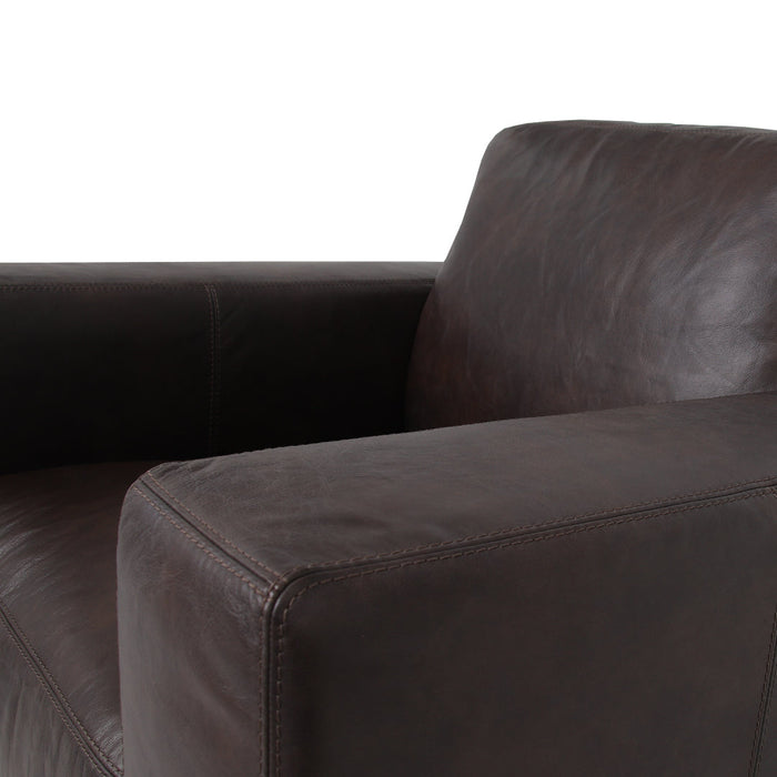 Argento Top Grain Leather Arm Chair - Brown