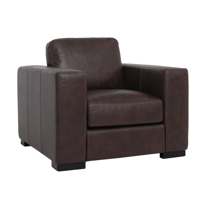 Argento Top Grain Leather Arm Chair - Brown