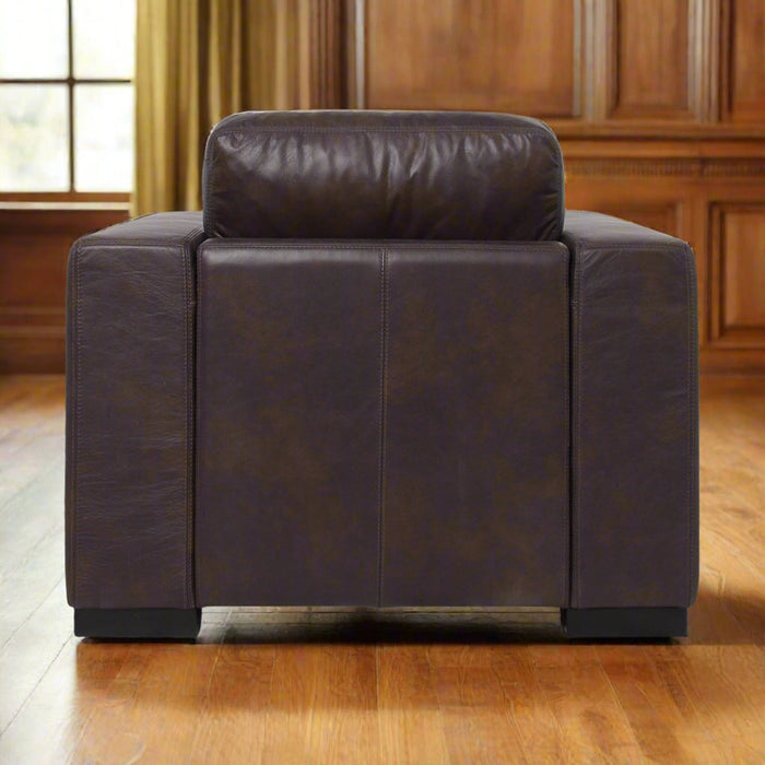 Argento Top Grain Leather Arm Chair - Brown