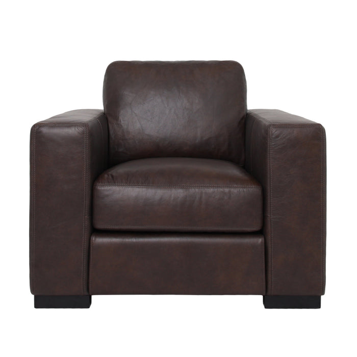 Argento Top Grain Leather Arm Chair - Brown