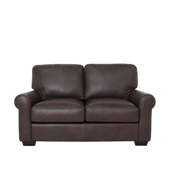 Florentine Top Grain Leather Love Seat - Dark Brown