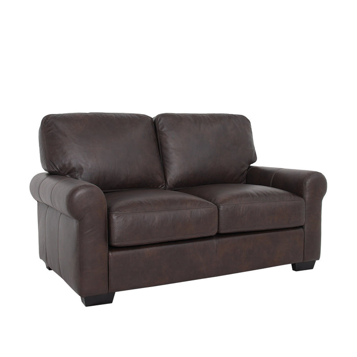 Florentine Top Grain Leather Love Seat - Dark Brown