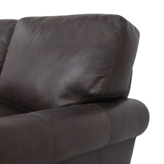 Florentine Top Grain Leather Love Seat - Dark Brown