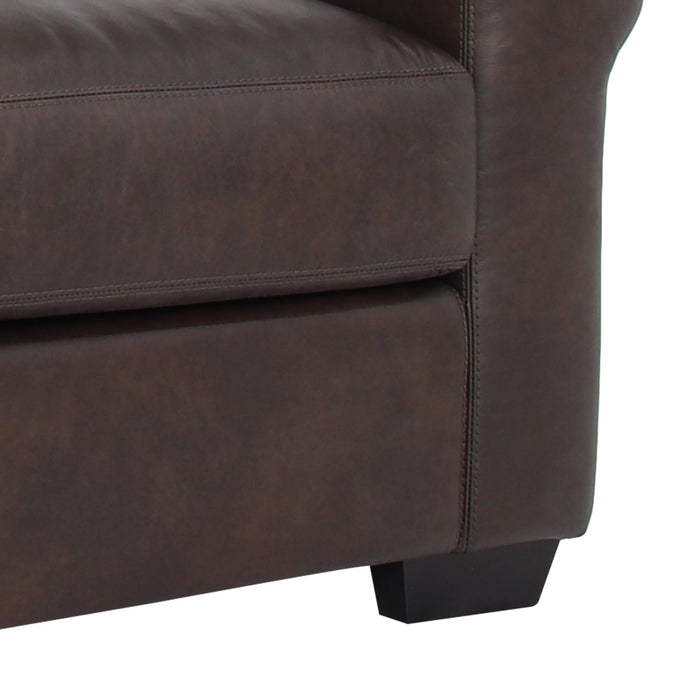 Florentine Top Grain Leather Love Seat - Dark Brown