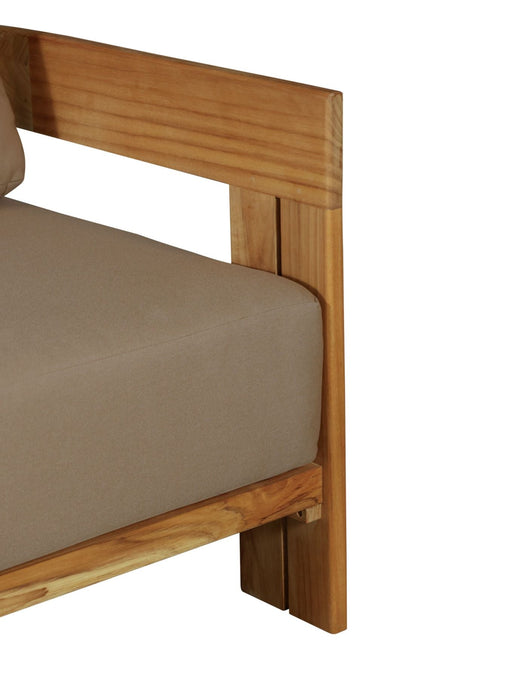 Paradiso Outdoor Solid Teak Wood Sofa - Light Brown Fabric