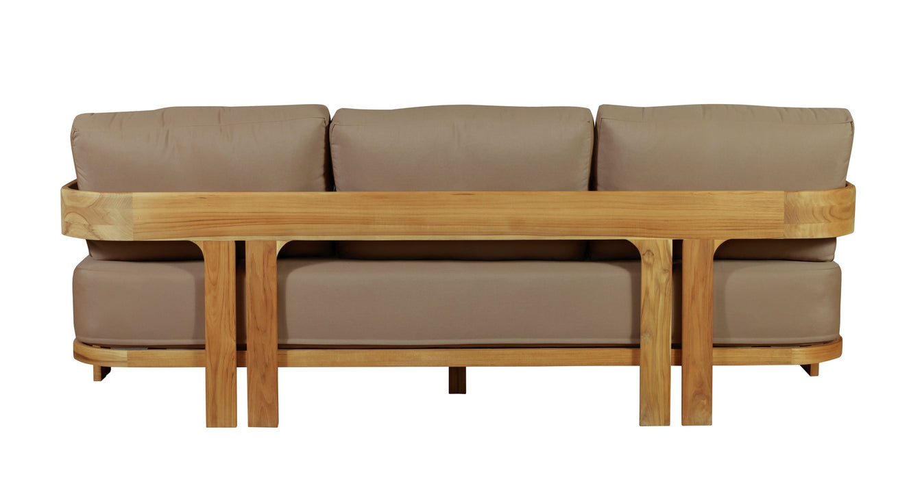 Paradiso Outdoor Solid Teak Wood Sofa - Light Brown Fabric