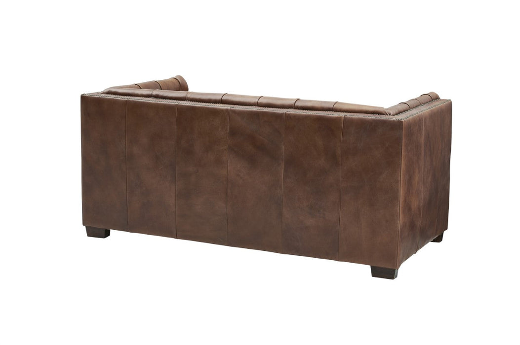 Tuxedo Leather Love Seat - Bark Brown