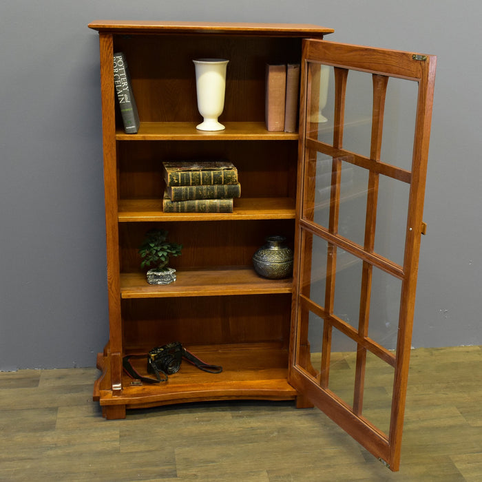Mission Solid Oak Display Bookcase (2 Colors Available) - Walnut - Crafters and Weavers