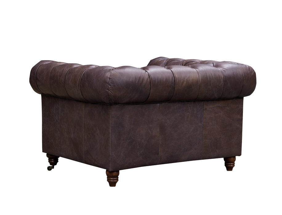 Century Chesterfield Arm Chair - Dark Brown Leather