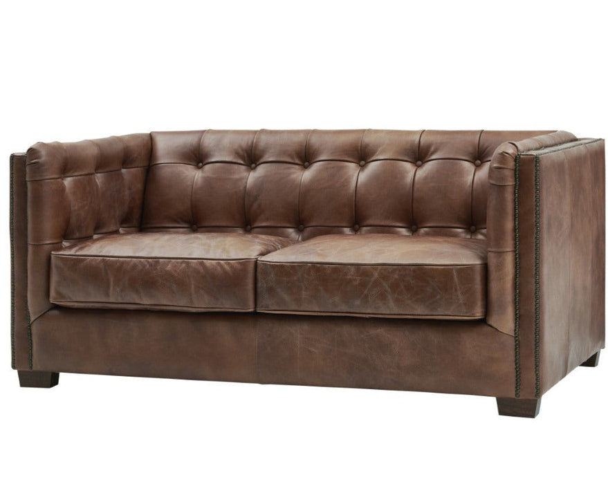 Tuxedo Leather Love Seat - Bark Brown