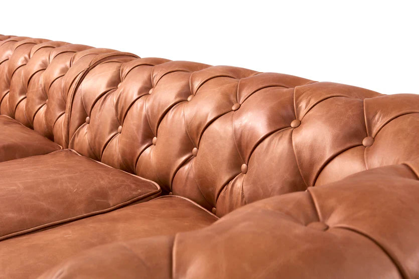 Century Chesterfield Sofa - Light Chestnut Leather - 118"