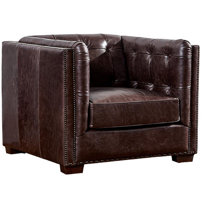 SOLD OUT Tuxedo Leather Arm Chair - Dark Brown - Crafters and Weavers