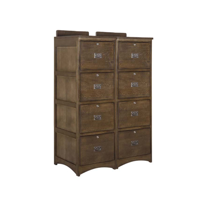 Mission Solid Oak 4 Drawer File Cabinet - Walnut