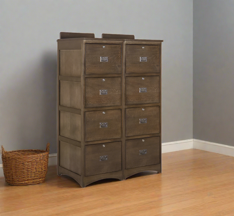 Mission Solid Oak 4 Drawer File Cabinet - Walnut