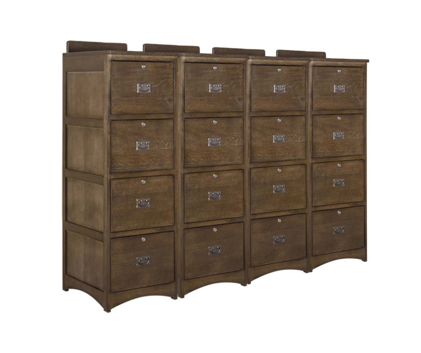 Mission Solid Oak 4 Drawer File Cabinet - Walnut