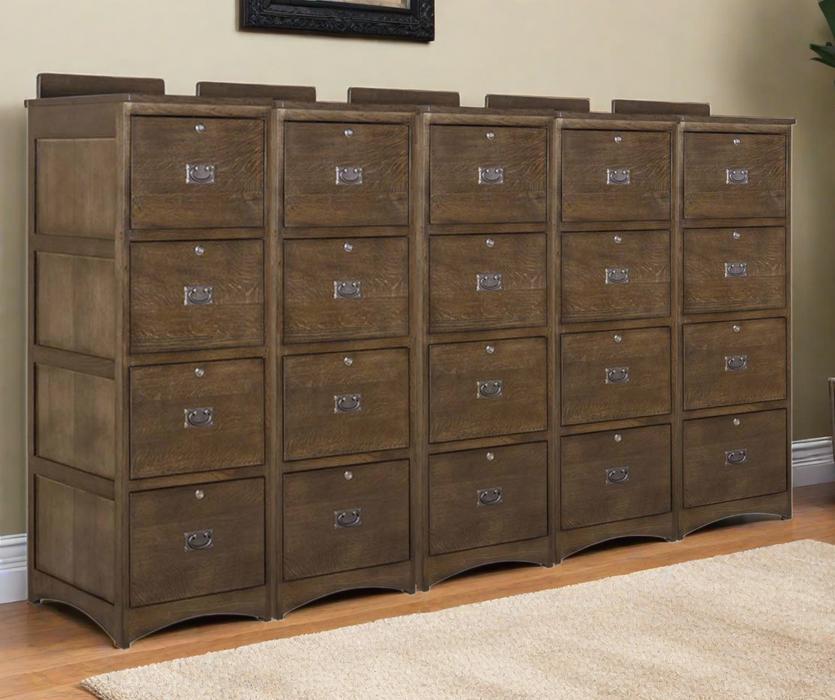 Mission Solid Oak 4 Drawer File Cabinet - Walnut