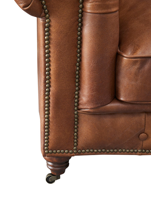 Century Chesterfield Love Seat - Bark Brown Leather