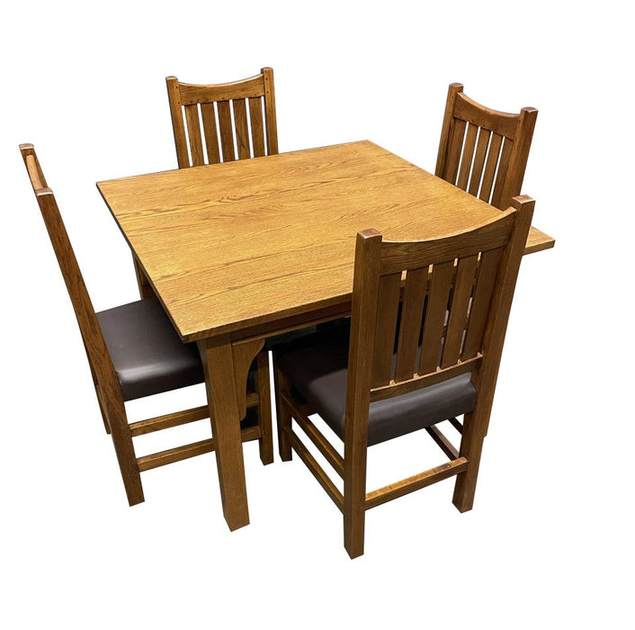 Mission Style White Oak Square Dining Table Set - Michael's Cherry (MC1)