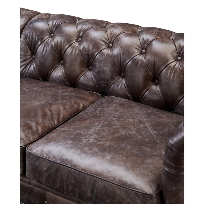 PREORDER Century Chesterfield Sofa - Dark Brown Leather - 118" - Crafters and Weavers