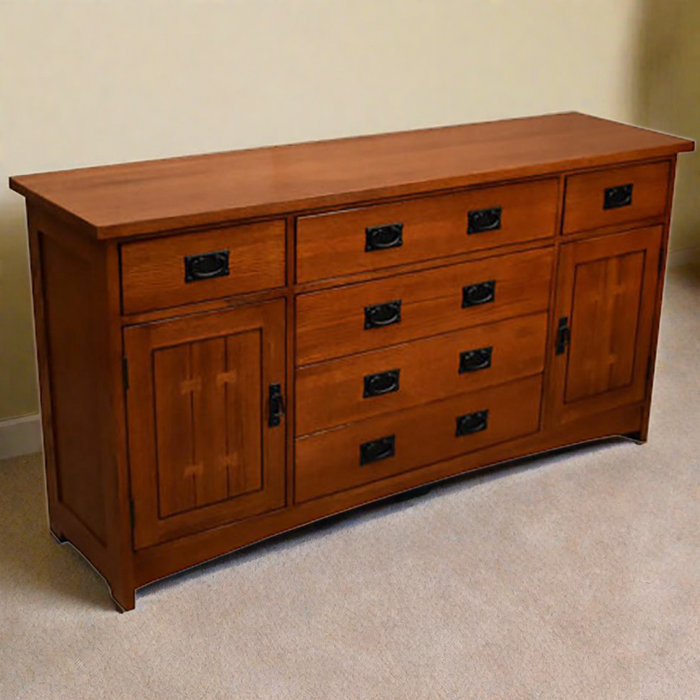 Mission Quarter Sawn Oak 6 Drawer Sideboard - 62"